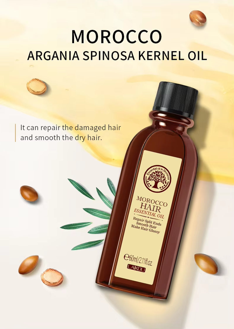 Morocco Argan Oil Hair Moisturizer - Nourishing & Repairing Essence for Dry, Damaged Hair (60ml)