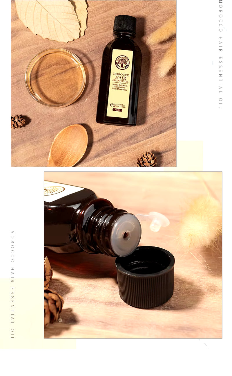 Morocco Argan Oil Hair Moisturizer - Nourishing & Repairing Essence for Dry, Damaged Hair (60ml)