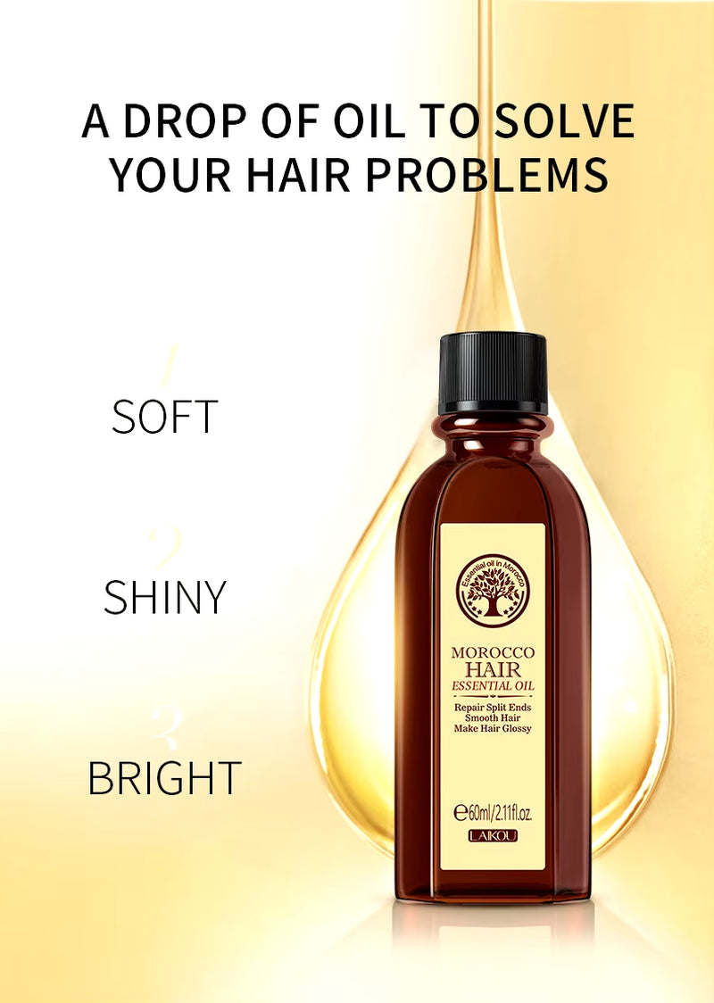 Morocco Argan Oil Hair Moisturizer - Nourishing & Repairing Essence for Dry, Damaged Hair (60ml)
