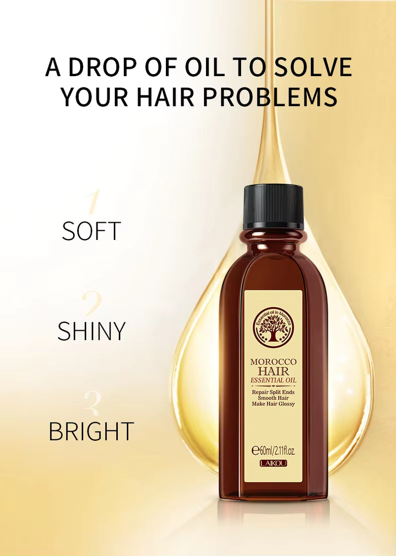 Morocco Argan Oil Hair Moisturizer - Nourishing & Repairing Essence for Dry, Damaged Hair (60ml)
